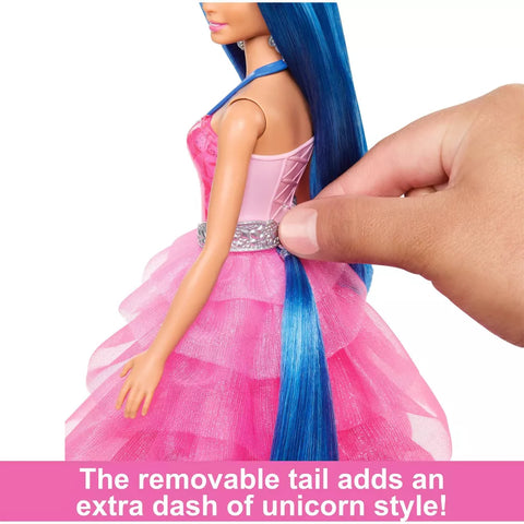 Barbie Unicorn Toy 65th Anniversary Doll with Blue Hair Pink Gown & Pet Alicorn|Barbie In Lebanon