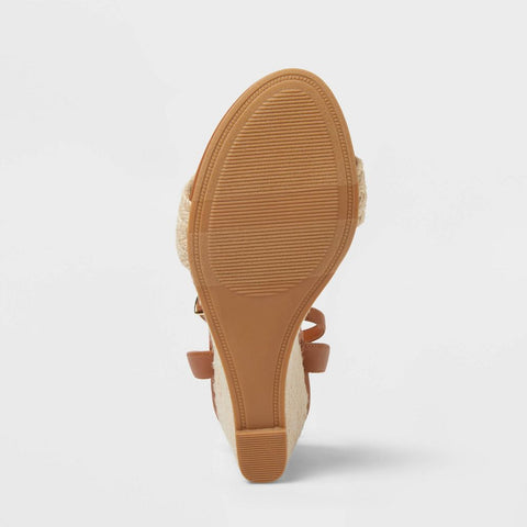 A New Day Women's Brown Tish Single Band Ankle Strap Wedge Heels | A New Day In Lebanon