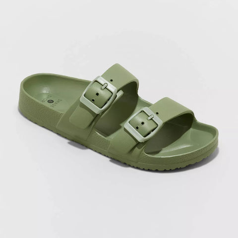 Shade & Shore Women's Olive Green Footbed Side Slippers | Shade & Shore In Lebanon
