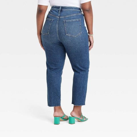 Ava & Viv Women's Navy High-Rise Cropped Slim Straight Jeans  |Ava & Viv In Lebanon