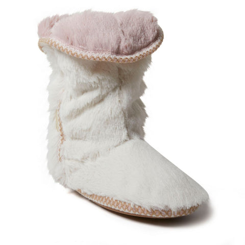 Dearfoams Women's White Beth Faux Fur Fold Down Fuzzy Panduf |Dearfoams  in Lebanon