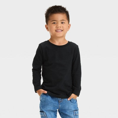 Cat & Jack Boy's Black Long Sleeve Solid Blouse  | Cat & Jack in Lebanon