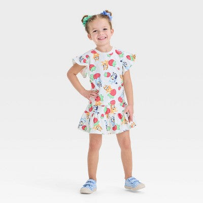 Bluey Baby Girl's Ivory 2pc Bluey Strawberry Top & Skort Set|Bluey in Lebanon