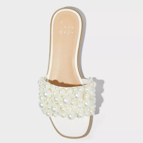 A New Day Women's Off Whit Jasmine Pearl Slide Sandals | A New Day In Lebanon