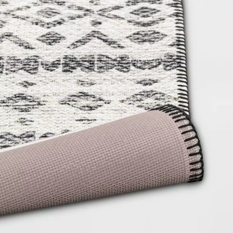 Threshold Black & Off White Washable Luna Aztec Diamond Printed Rug | Threshold In Lebanon