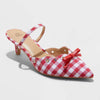 Wild Fable Women's Red & White Lysandra Gingham Eyelet Kitten Heels | Wild Fable In Lebanon