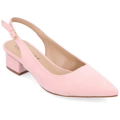 Journee Collection Women's Pink Sylvia Sling Back Covered Block Heeled Sandals | Journee Collection  in Lebanon