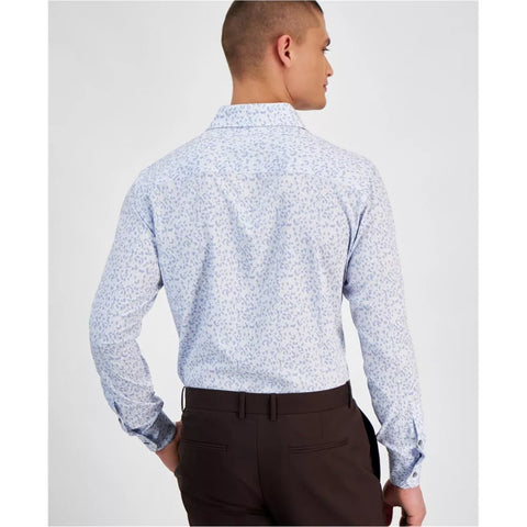 Alfani Men's White & Blue 4-Way Stretch Textured Button Down Dress Shirt | Alfani In Lebanon