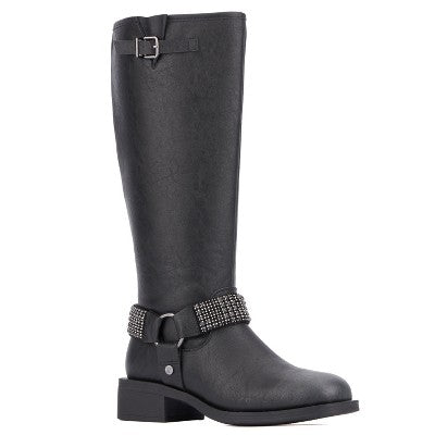 New York & Company Women's Black Carter Tall Moto Boots | New York & Company In Lebanon