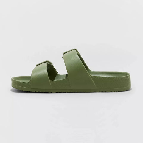 Shade & Shore Women's Olive Green Footbed Side Slippers | Shade & Shore In Lebanon