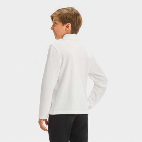 Cat & Jack Boy's White Long Sleeve Performance Polo Blouse | Cat & Jack In Lebanon