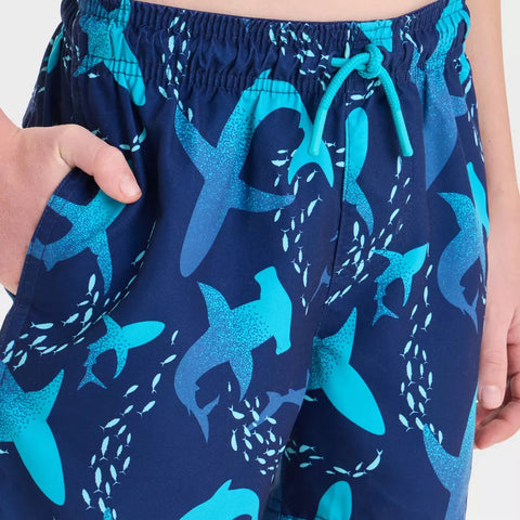 Cat & Jack Boy's Navy Shark Printed Swim Shorts |Cat & Jack In Lebanon