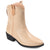 Journee Collection Women's Beige Novva Back Heel Zip Stacked Heel Boots
