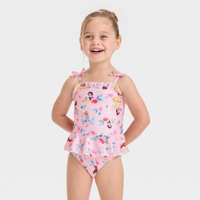 Disney Girl's Pink Princess Printed One Piece Ruffle Swimsuit | Disney In Lebanon