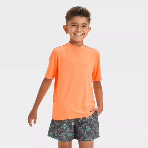 Cat & Jack Boy's Orange Short Sleeve Solid Daytime Rash Guard T-Shirt|Cat & Jack In Lebanon