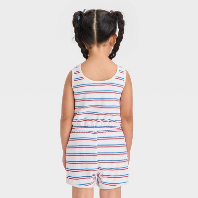 Barbie Girl's White Lined Red/Blue Barbie Americana Cherry Romper |Barbie  in Lebanon