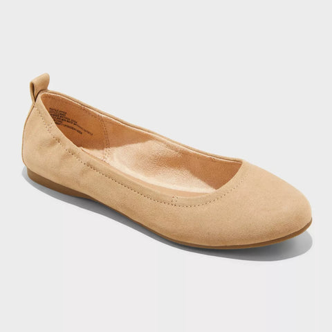 Universal Thread Women's Beige Danielle Scrunch Ballet with Memory Foam Insole Flats |Universal Thread In Lebanon