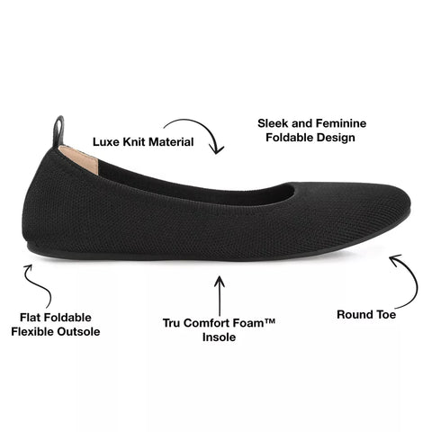 Journee Collection Women's Black Maryann Knit Ballet Flats | Journee Collection In Lebanon