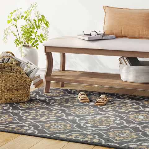Threshold Charcoal Gray With Multicolor Prints Rug 1.2x1.6m ( 4FTx5FT 6 IN) | Threshold In Lebanon