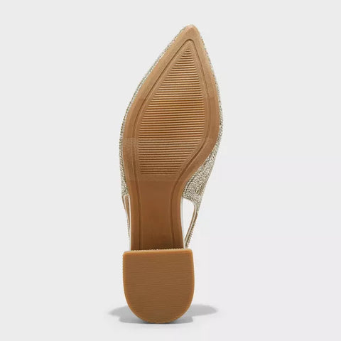 A New Day Women's Silver Elle Rhinestone Slingback Pointed Toe Heels | A New Day In Lebanon