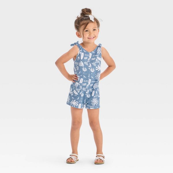 Grayson Girl's Blue Sleeveless Palm Romper | Grayson In Lebanon