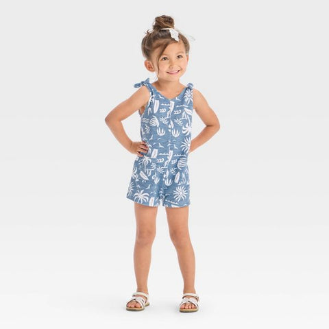 Grayson Girl's Blue Sleeveless Palm Romper | Grayson In Lebanon