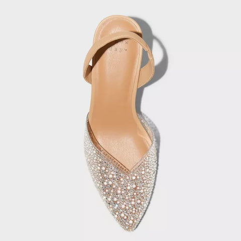 A New Day Women's Clear Isabel Embellished Slingback Kitten Heels |A New Day In Lebanon