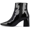 Journee Collection Women's Black Faux Leather Haylinn Inside Zip Block Heel Boots