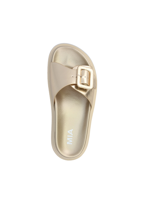 Mia Women's Gold Gya Slip-On Flat Slipper |Mia In Lebanon