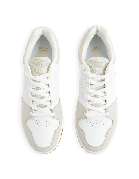 Celio Men's White & Gray Essential Low-Top Sneakers |Celio In Lebanon