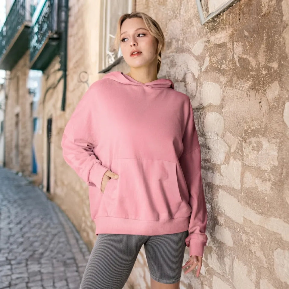 Sinsay Women's Light Pink Front Pocket Hoodie