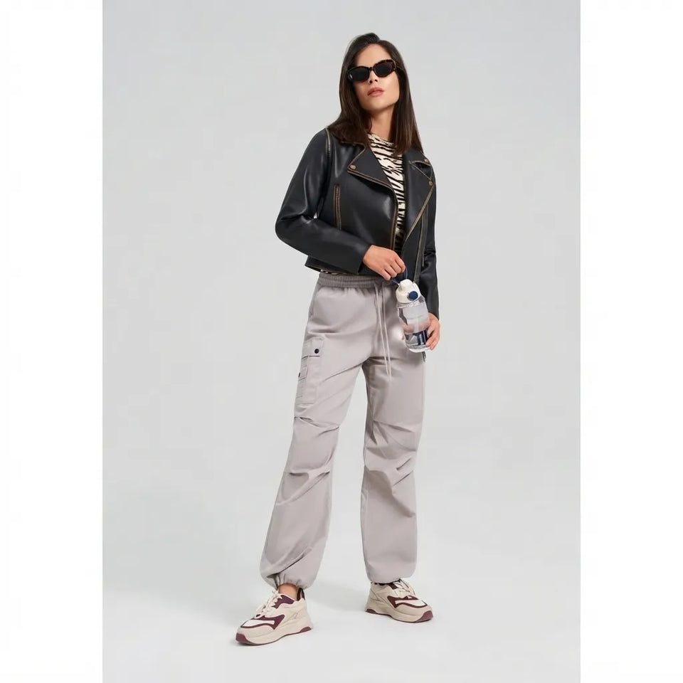 Sinsay Women's Gray Loose-Fit Parachute Cargo Pants