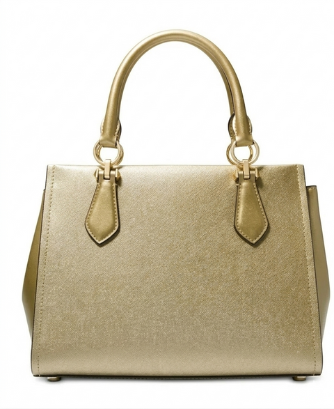 Michael Kors Women's Gold Marilyn Medium Leather Satchel|Michael Kors In Lebanon