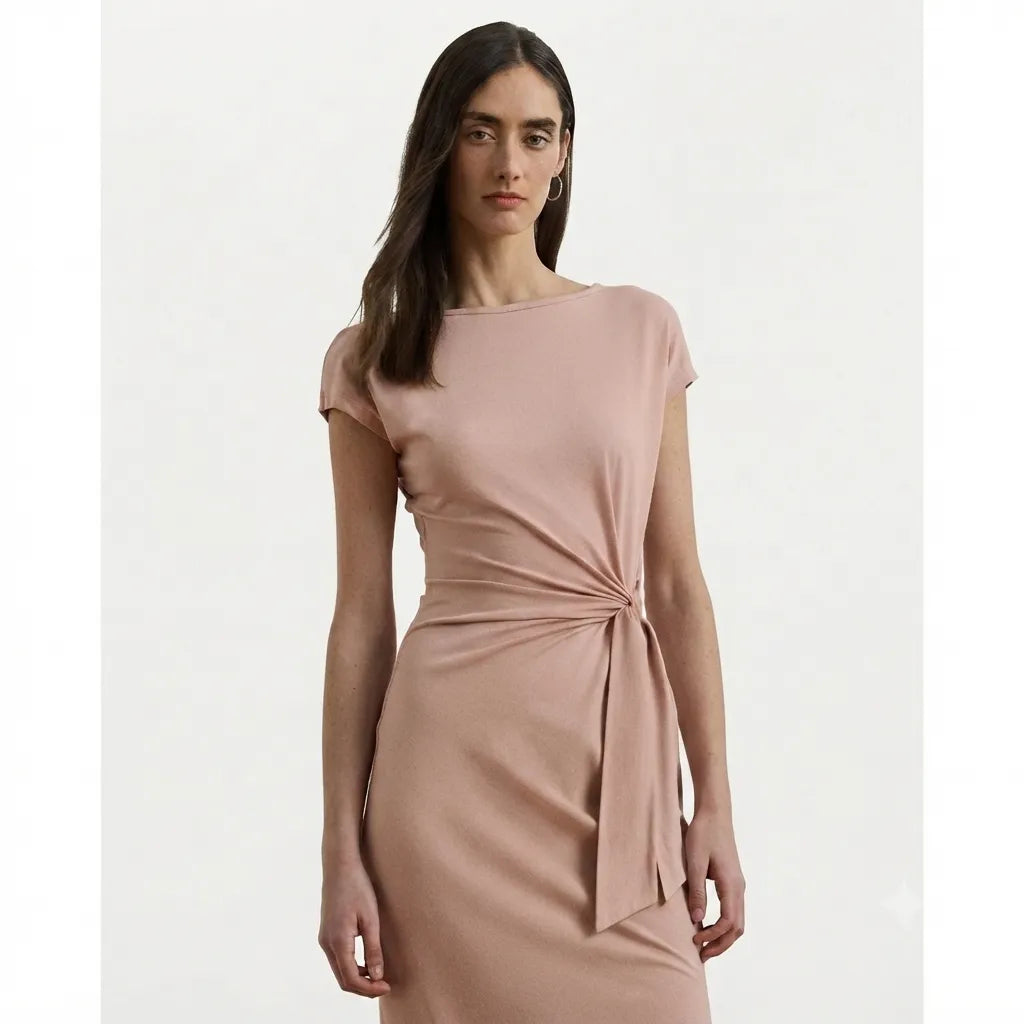Lauren Ralph Lauren Women's Dusty Rose Tie-Front Jersey Midi Dress