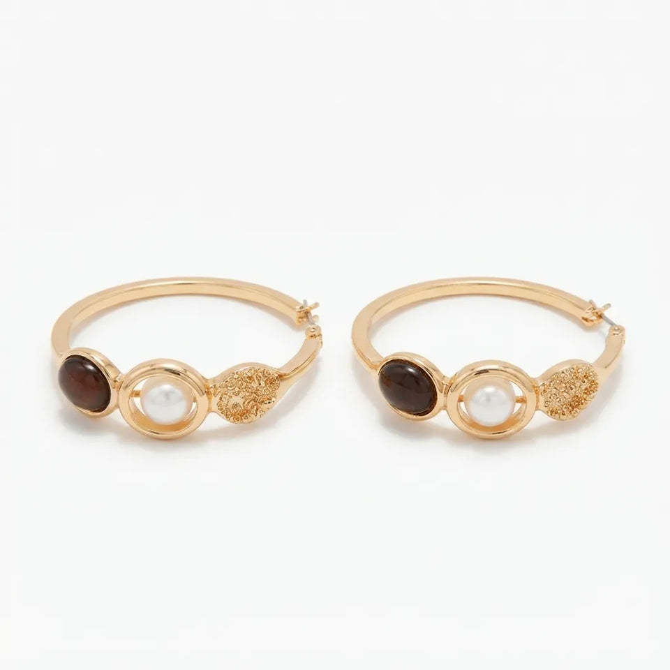 SD Women's Gold-Tone Mixed Accent Hoop Earrings