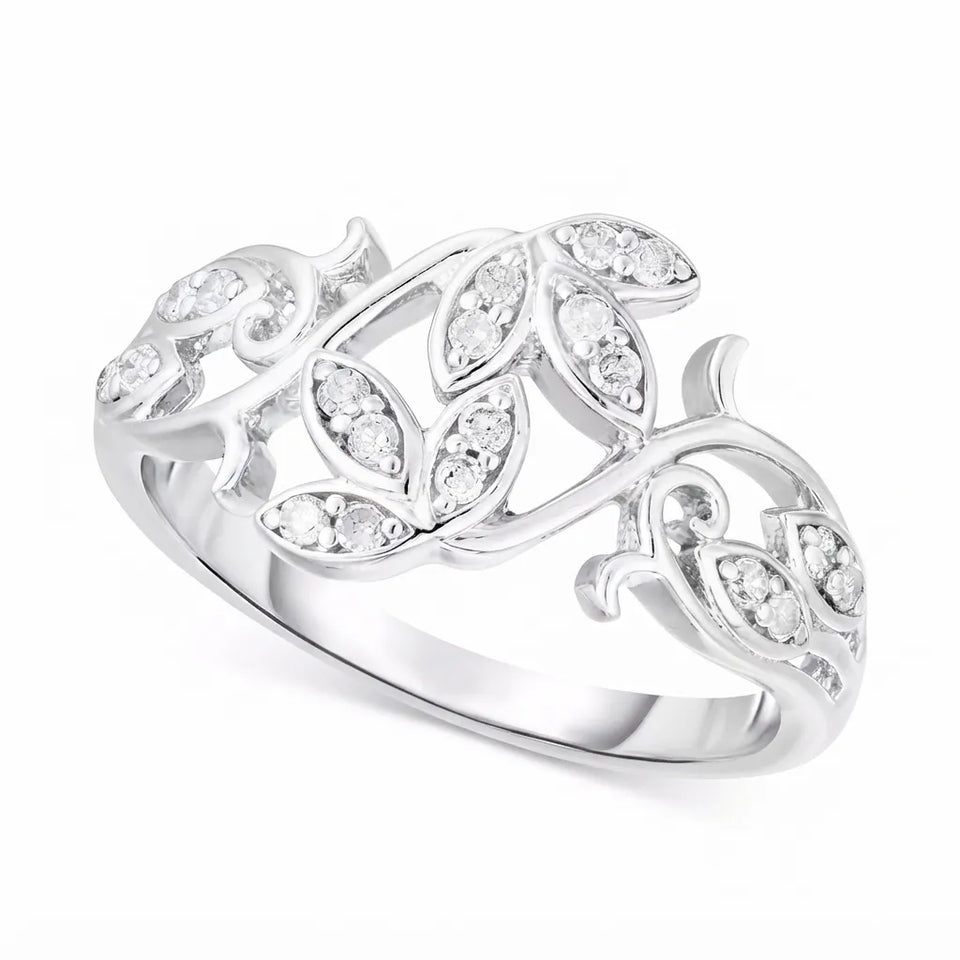 Macy's Women's Sterling Silver Diamond Vine-Inspired Ring