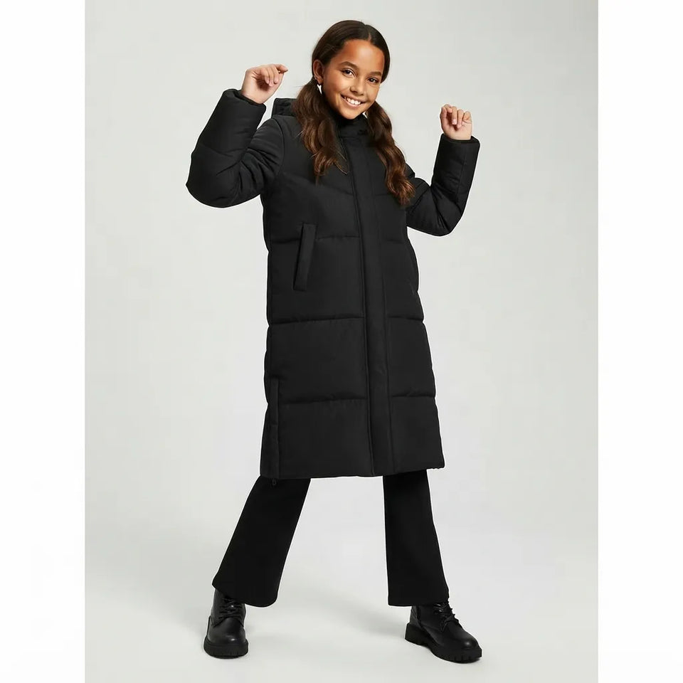 Sinsay Girl's Black Long Hooded Puffer Jacket
