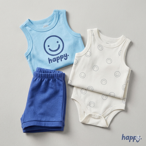 Cat & Jack Baby Boys "Happy" Tank Top, Smiley Onesie, and Shorts 3-Piece Set | Cat & Jack in Lebanon