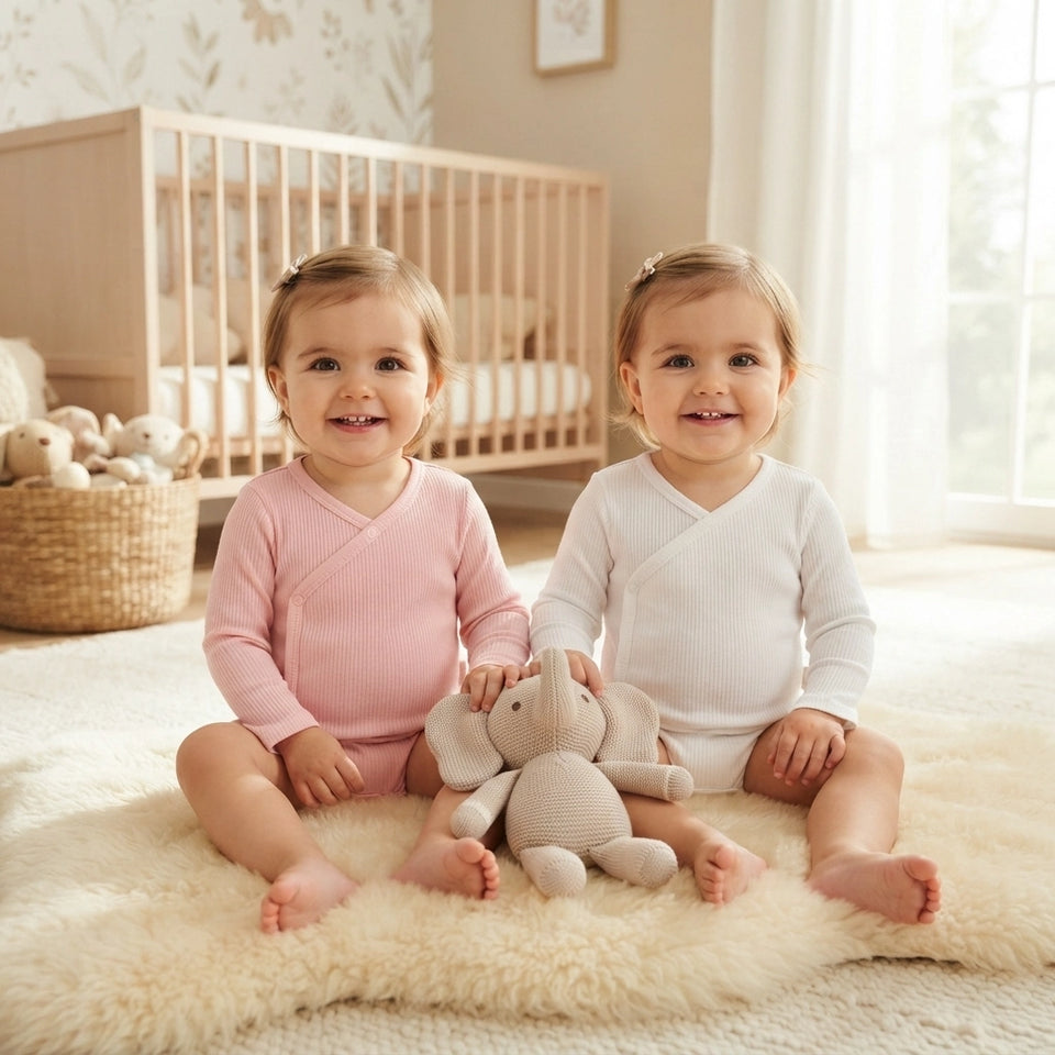 Sinsay Baby Girl's White And Pink 2 Pack Ribbed Long-Sleeve Wrap Bodysuit