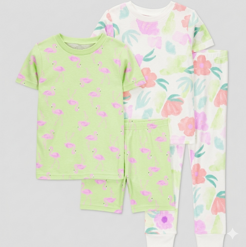 Carter's  Girl's Mint Green/White  4pc Cotton Flamingo Snug Fit Pajama Set  | Carter's in Lebanon