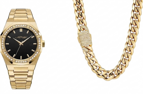 Ed Hardy Men's Shiny Gold-Tone Watch With Chain 2pc Set |Ed Hardy in Lebanon