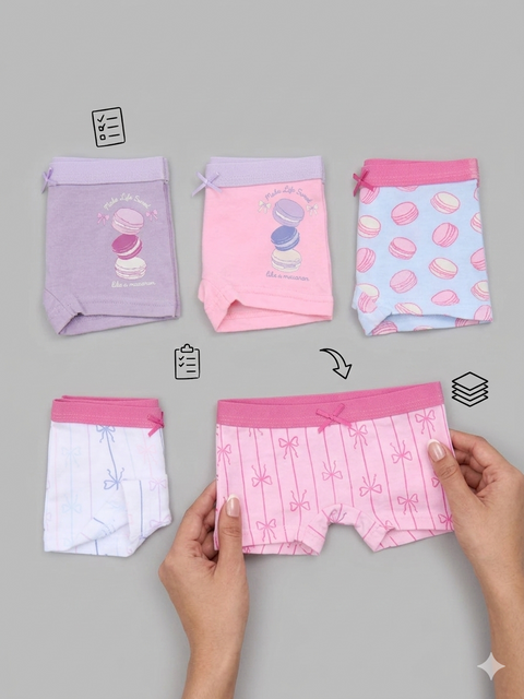 Sinsay Girls Macaroon & Bow Print Boxers 5-Pack | Sinsay in Lebanon