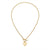 A delicate gold chain necklace with a toggle clasp and a small heart-shaped pendant engraved with the letter 'O', displayed on a clean white background.