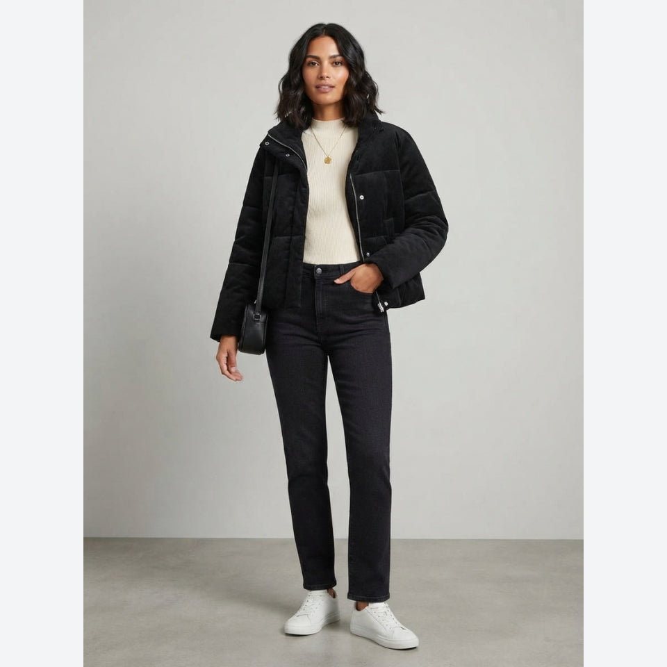 Levi's Women's Black Ribbed Corduroy Puffer Jacket