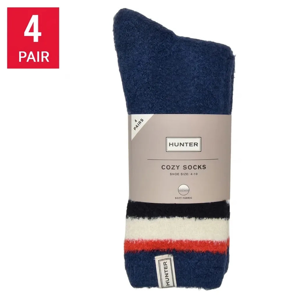 Hunter Women's Navy Blue Multicolor Cozy 4-Pack Socks