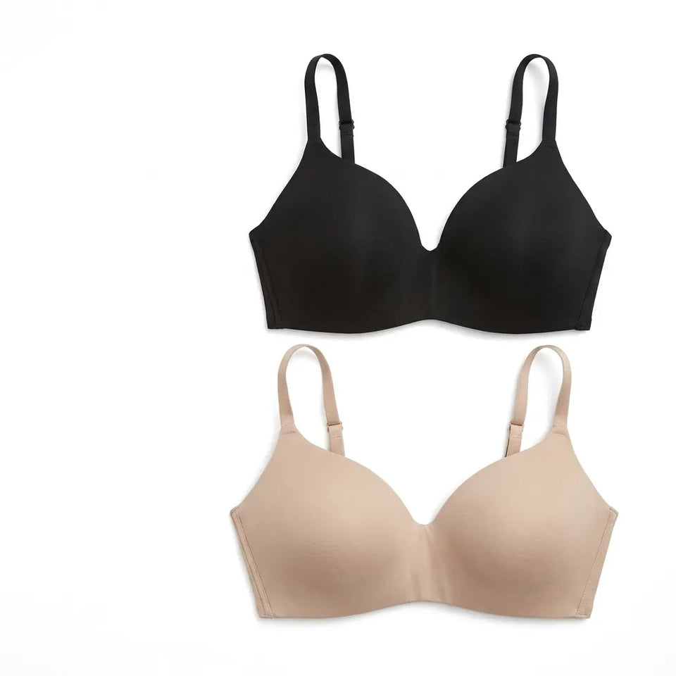 Calvin Klein Women's 2-Pack Black And Beige Lightly Lined Wirefree Bra