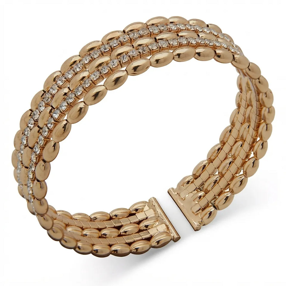 Anne Klein Gold-Tone Crystal Cuff Slip On Bracelet