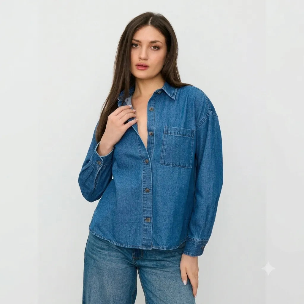 Sinsay Women's Blue Long Sleeve Shirt