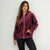 Felina Women's Plum Velvet Hooded Zip Up Pajama top