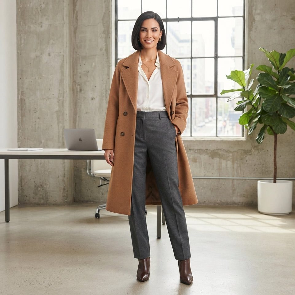 DKNY Women's Camel Belted Double-Breasted Trench Coat